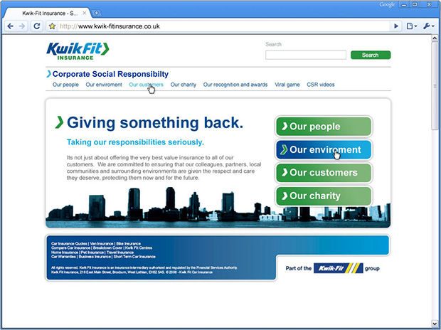 KwikFit Insurance CSR Website Design
