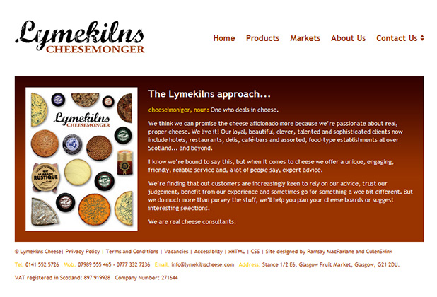 Lymekilns Cheesemonger Website